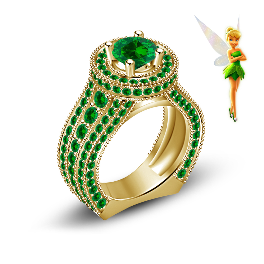 Tinker Bell Fairies Disney 14K Yellow Gold Plated 925 Silver Handmade