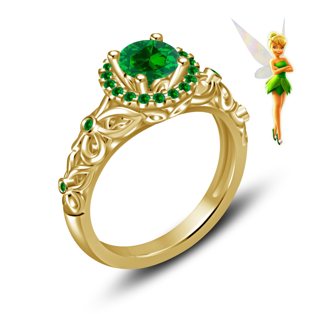 Vintage 14k Yellow Gold Fn 925 Silver In Tinker Bell & Disney Fairies