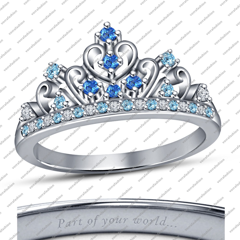 14k white gold gp 925 multi stone cinderella disney princess crown wedding ring - Cinderella Wedding Ring 14k white gold gp 925 multi stone cinderella disney princess crown wedding ring - Cinderella Wedding Ring