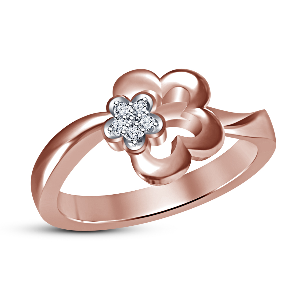 925 Sterling Sliver 14K Rose Gold & Platinum Plated RD White CZ Dual